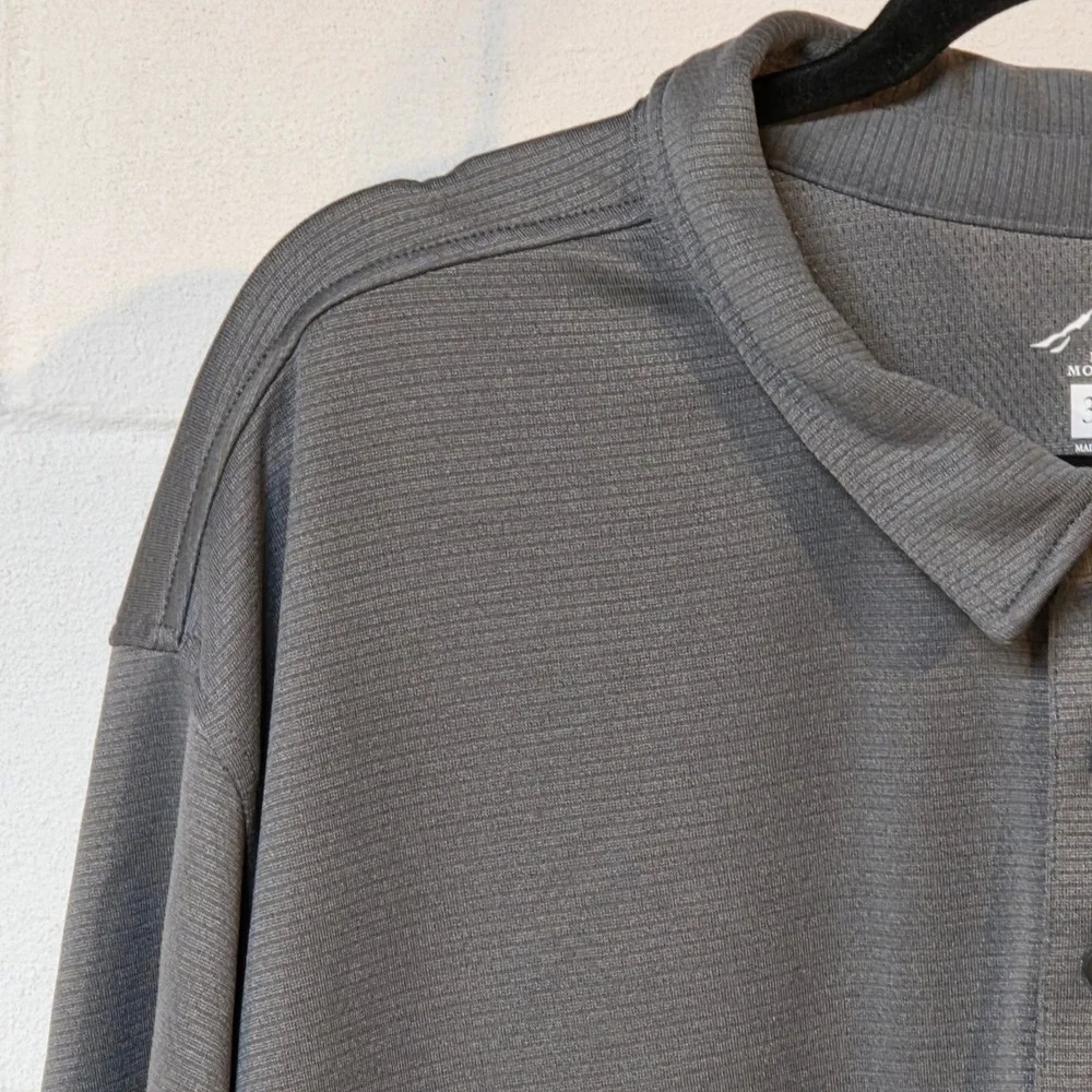 CLEARANCE 💲6️⃣ Blue Mountain Men's Gray Ribbed Soft Polo 3XL Short Casual - Picture 2 of 6